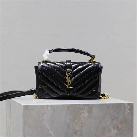 college mini ysl|COLLEGE mini chain bag in shiny crackled leather .